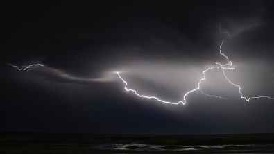 lightning in sky at night