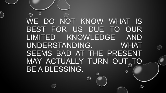 Bad events may be blessings
